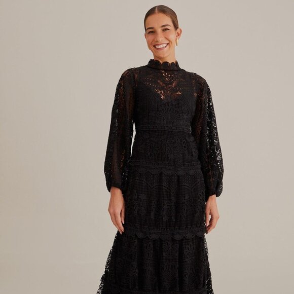 FARM RIO Long Sleeve Guipure Lace Maxi Dress - Picture 13 of 13